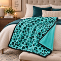 Aqua Leopard Velveteen Throw Blanket, 40 x 30 in (Size: 40" × 30")