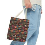 Vintage Bookshelf Polyester Tote Bag