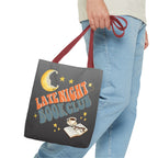 Late Night Book Club Polyester Tote Bag