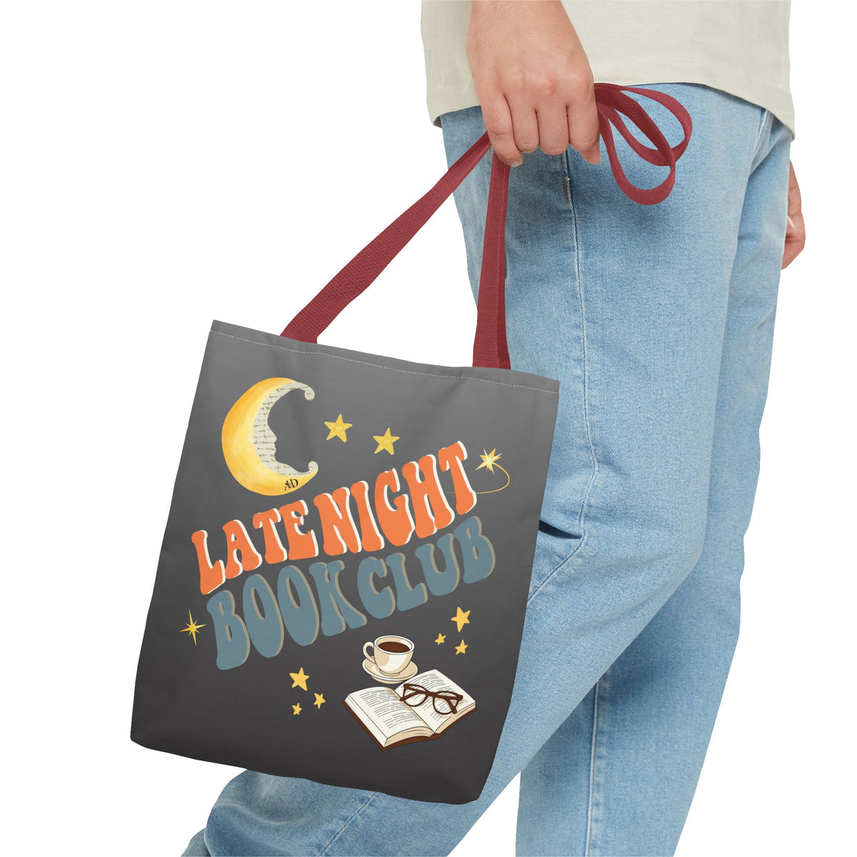 Late Night Book Club Polyester Tote Bag