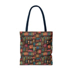 Vintage Bookshelf Polyester Tote Bag