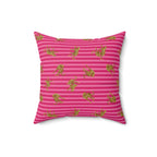 Pink Striped Leopard Faux Suede Throw Pillow (Size: 16" × 16")