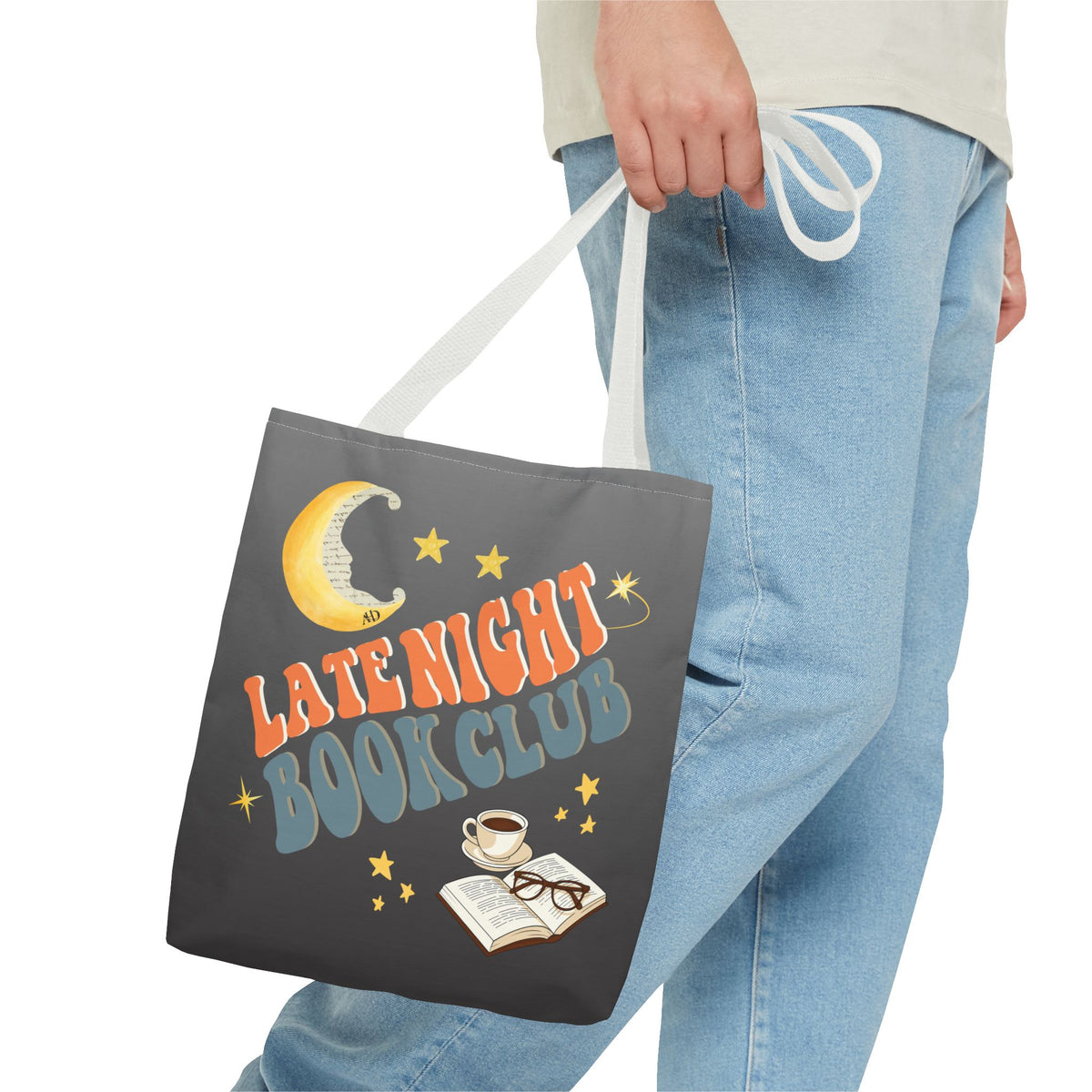 Late Night Book Club Polyester Tote Bag
