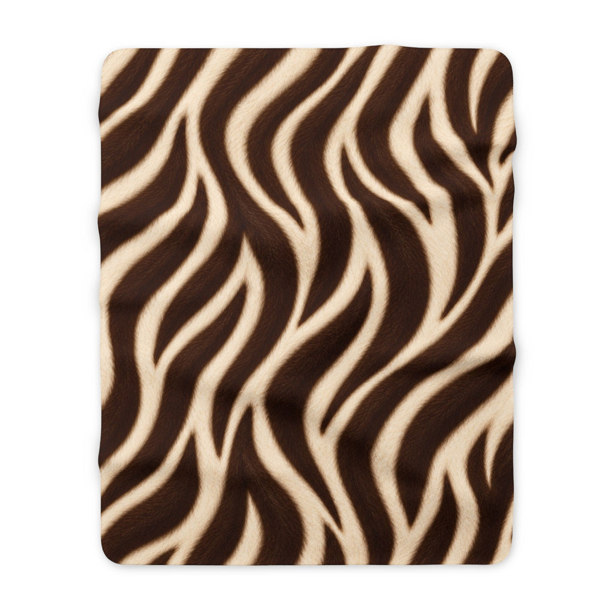 Brown Zebra Wave Sherpa Throw Blanket (Size: 60" × 80")