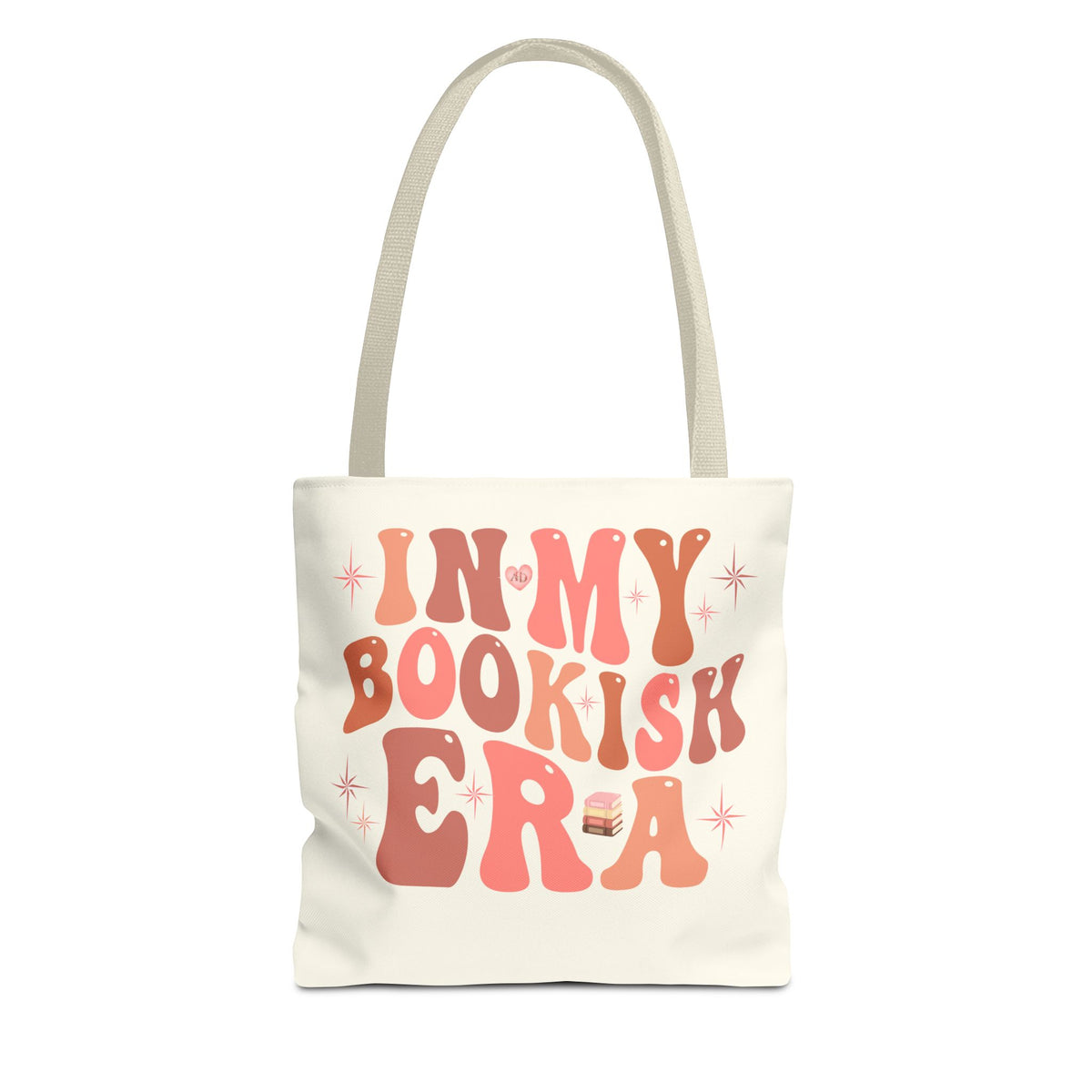 In My Bookish Era Retro Polyester Tote (Size: 13" × 13'', Color: Beige)