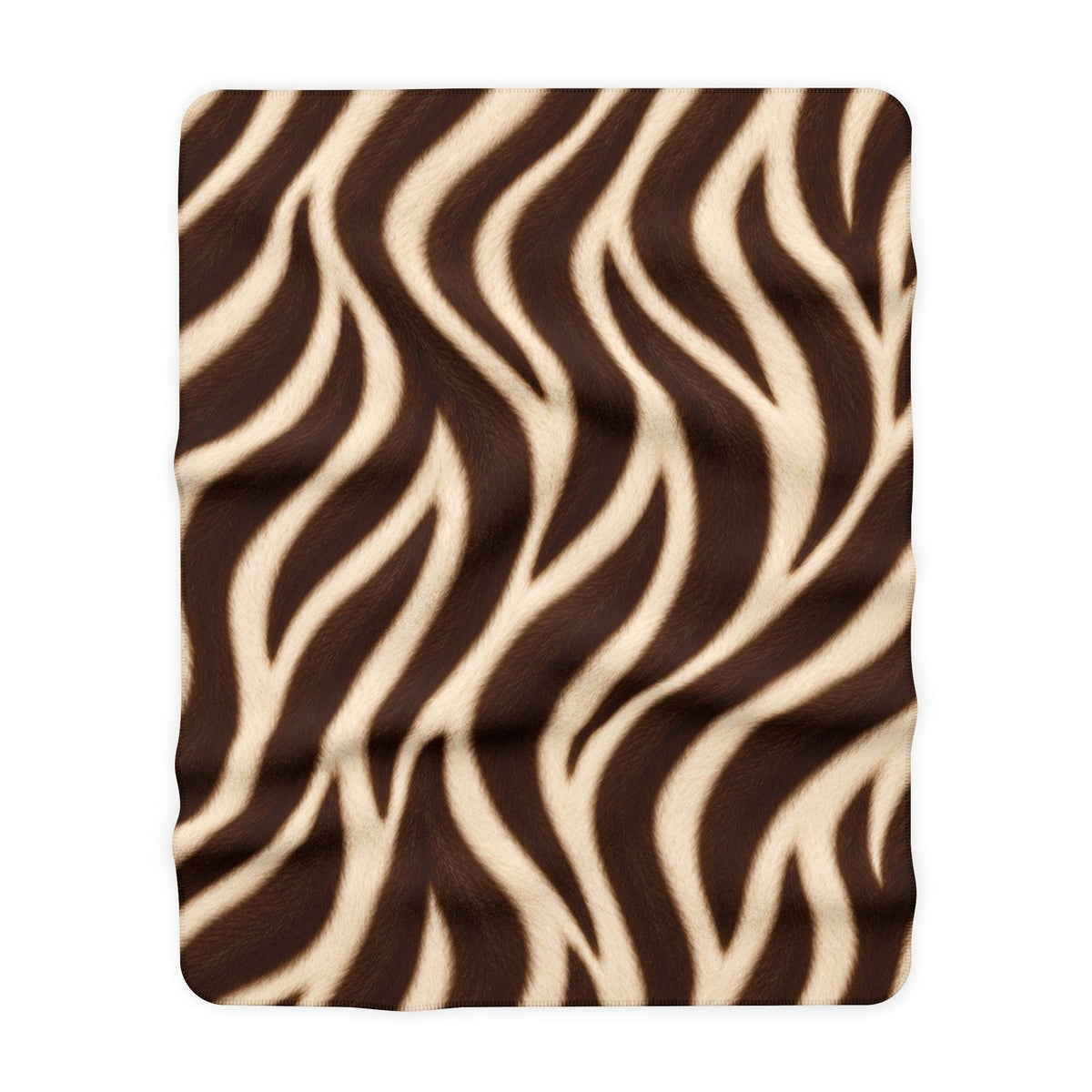Brown Zebra Wave Sherpa Throw Blanket (Size: 30" × 40")