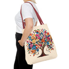 Colorful Floral Tree Polyester Tote Bag