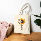 Faith Sunflower Cotton Canvas Tote Bag