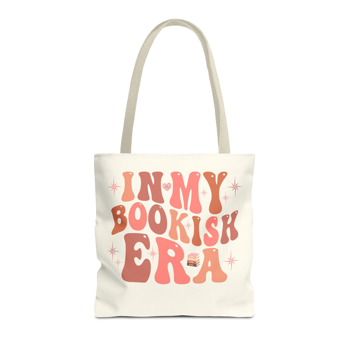 In My Bookish Era Retro Polyester Tote (Size: 16" × 16'', Color: Beige)