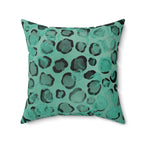 Teal Leopard Print Faux Suede Throw Pillow
