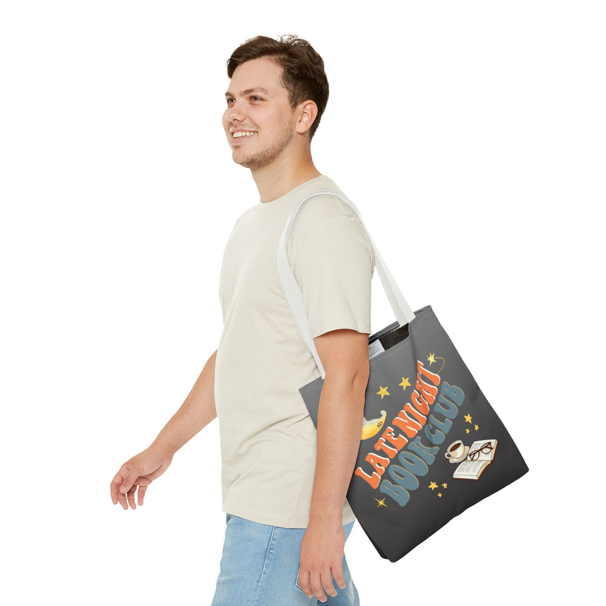 Late Night Book Club Polyester Tote Bag