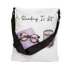 Reading Is Lit Adjustable Tote Bag