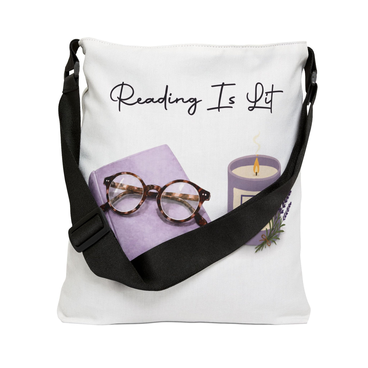 Reading Is Lit Adjustable Tote Bag