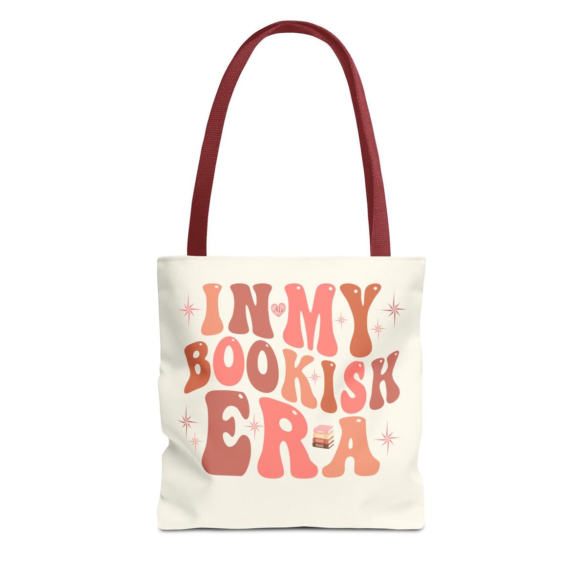 In My Bookish Era Retro Polyester Tote (Size: 13" × 13'', Color: Red)