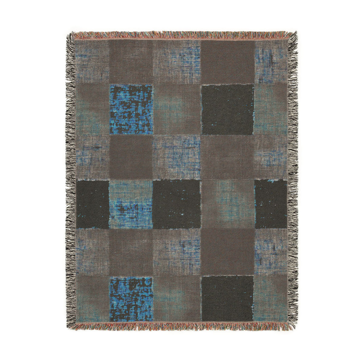 Rustic Patchwork Cotton Woven Blanket