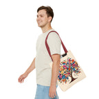 Colorful Floral Tree Polyester Tote Bag