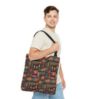 Vintage Bookshelf Polyester Tote Bag