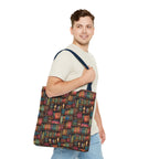 Vintage Bookshelf Polyester Tote Bag