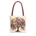 Colorful Floral Tree Polyester Tote Bag (Size: 13" × 13'', Color: Red)