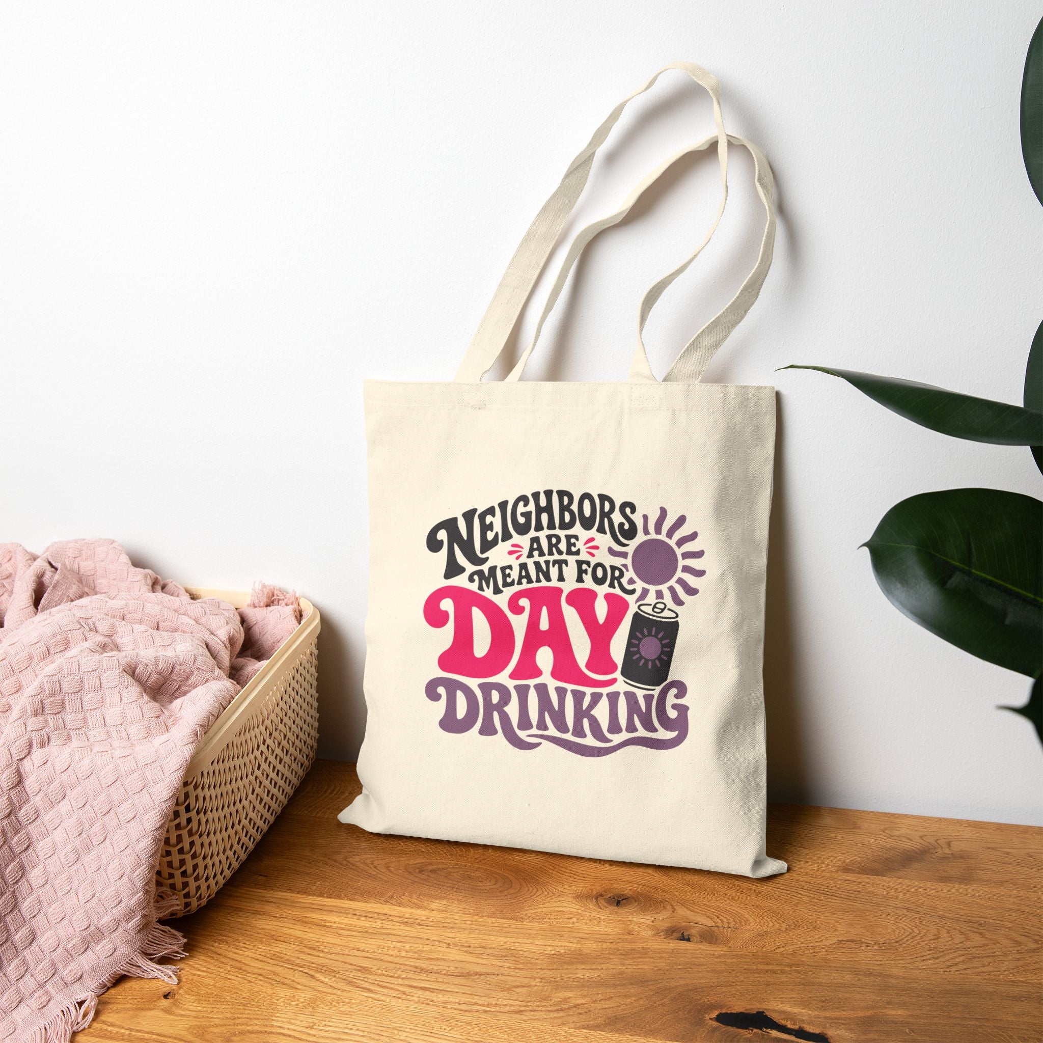 Fleming Island | Neighbors Are Meant for Day Drinking Canvas Tote — alternate product view 4