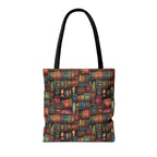 Vintage Bookshelf Polyester Tote Bag