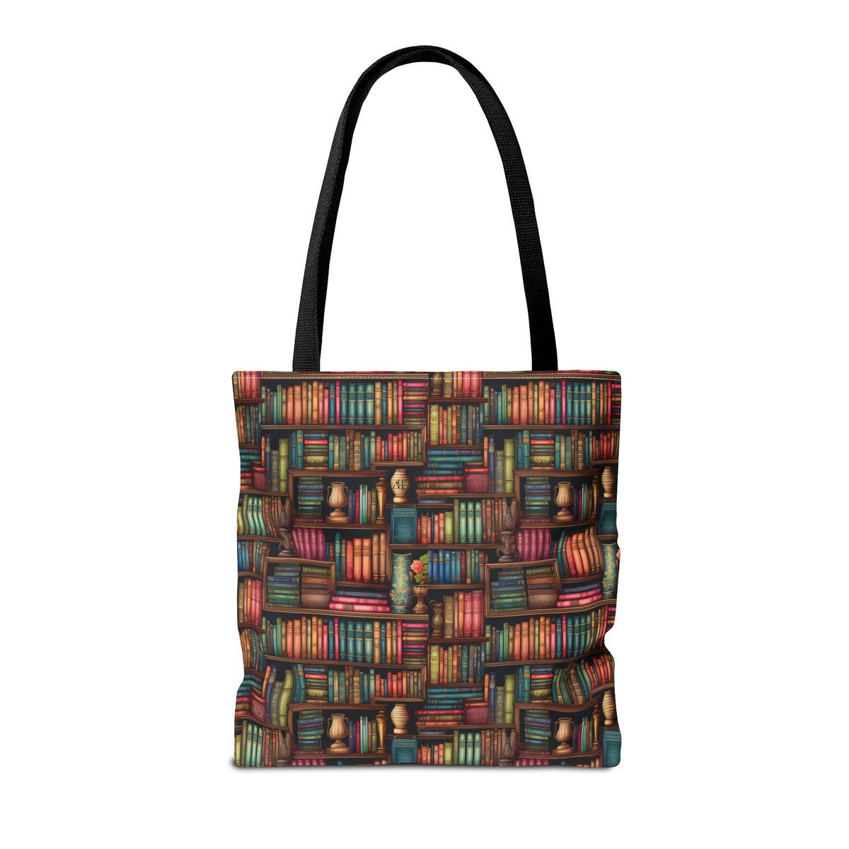 Vintage Bookshelf Polyester Tote Bag