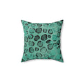 Teal Leopard Print Faux Suede Throw Pillow (Size: 14" × 14")