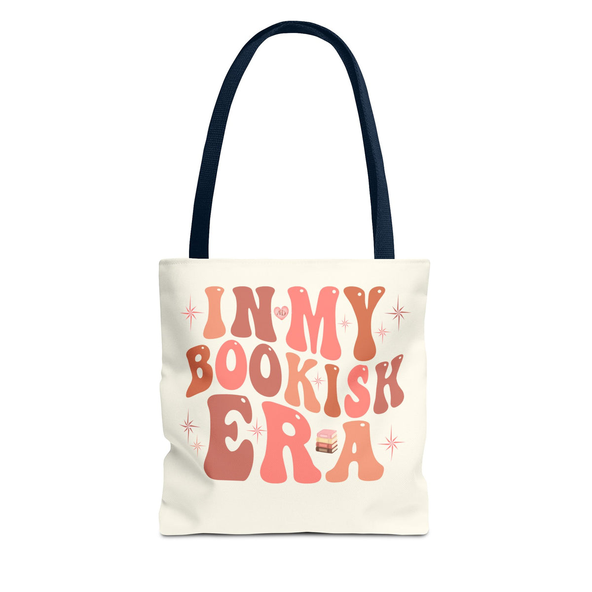In My Bookish Era Retro Polyester Tote (Size: 13" × 13'', Color: Navy)