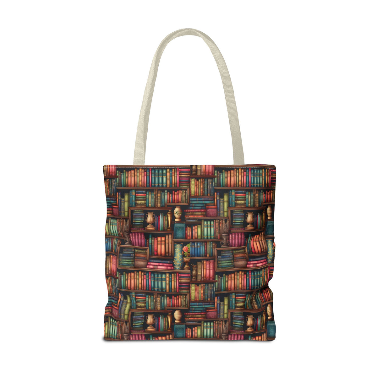 Vintage Bookshelf Polyester Tote Bag
