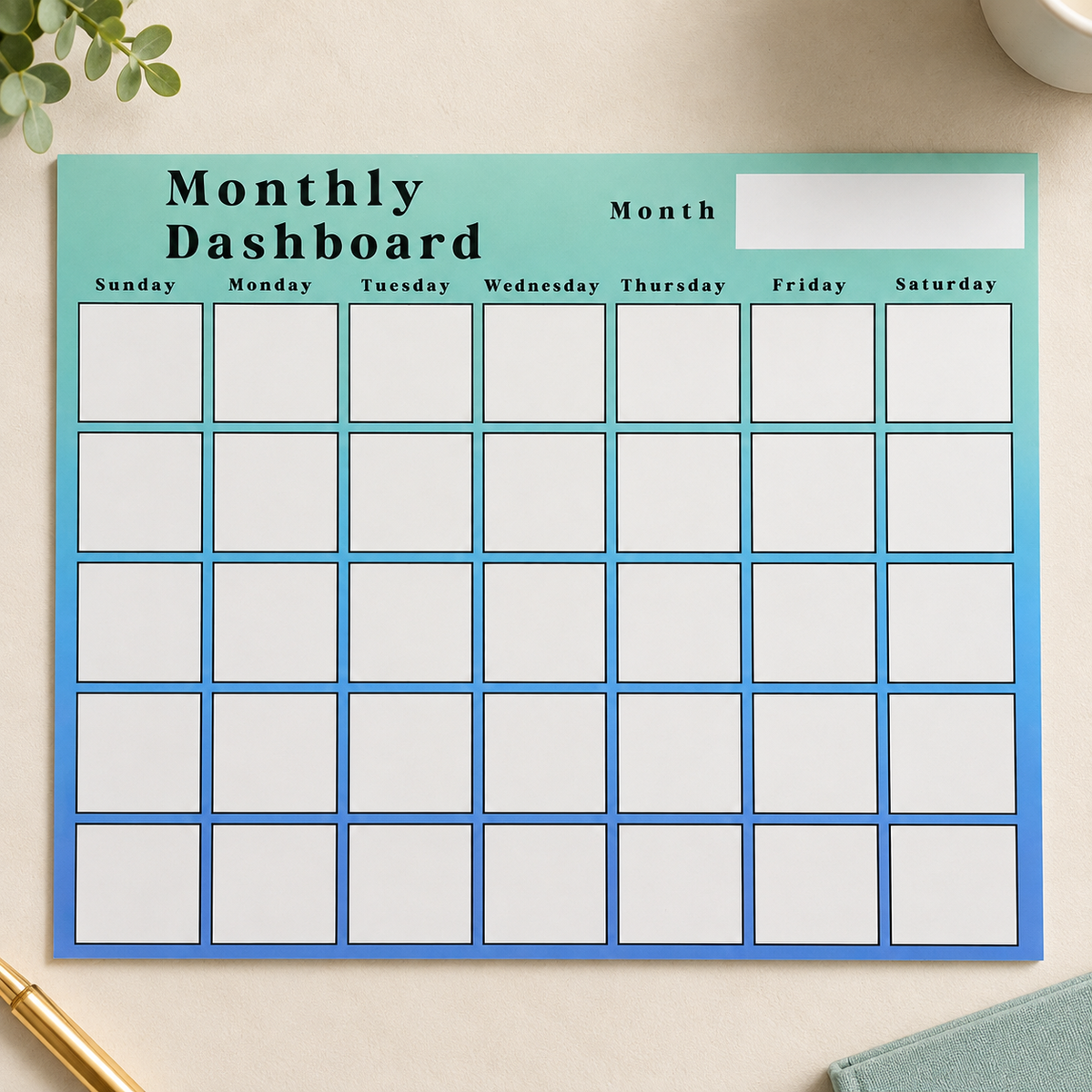 Monthly Dashboard Tear-Off Pad — Add a Little Color to Your Month