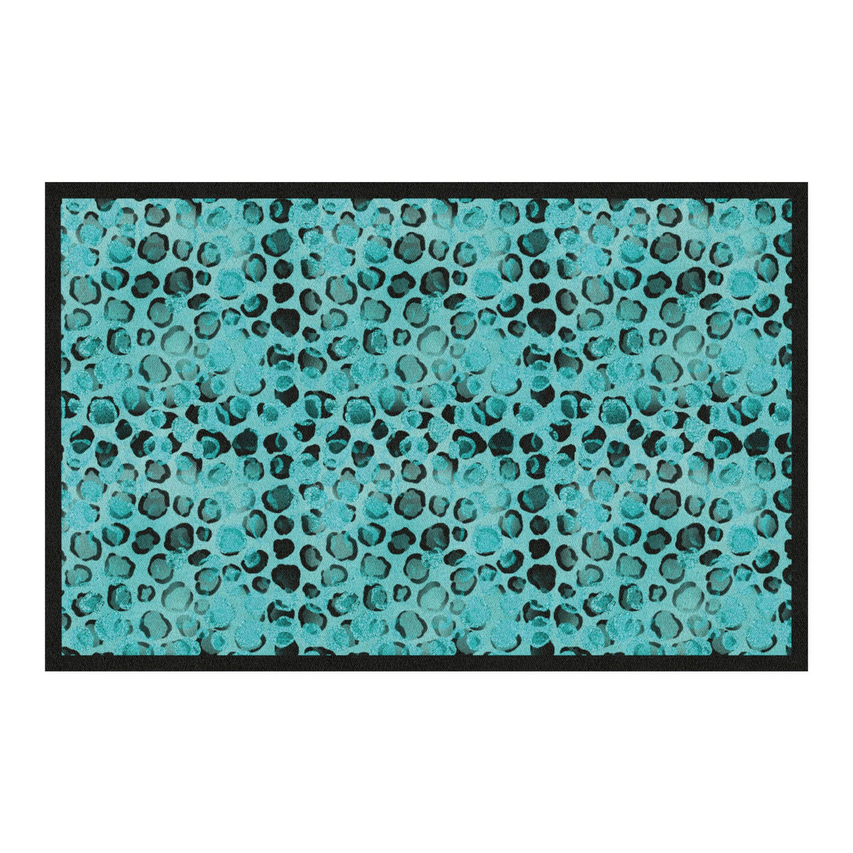 Turquoise Leopard Print Rug, 35 x 55 in