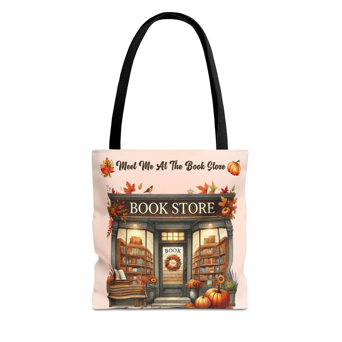 Meet Me at the Book Store Autumn Tote Bag (Size: 13" × 13'', Handle color: Black)