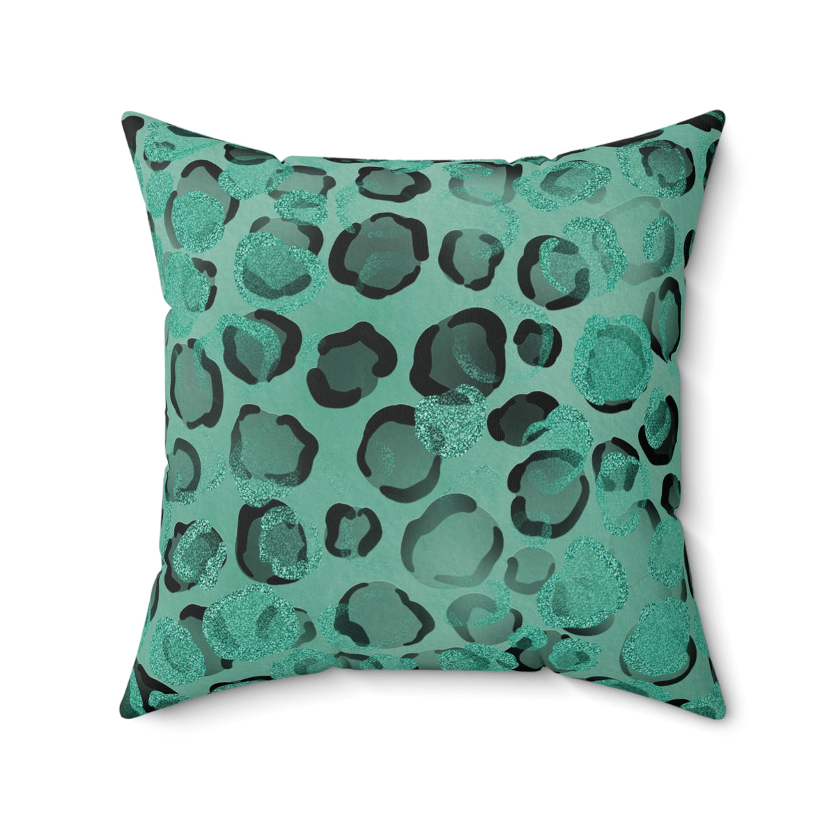 Teal Leopard Print Faux Suede Throw Pillow (Size: 20" × 20")