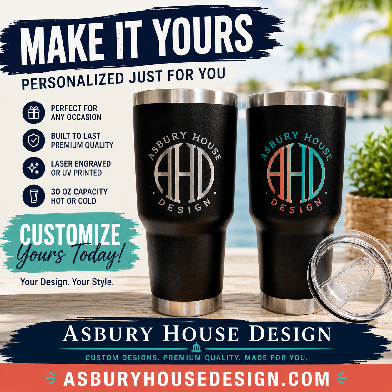 Asbury House Design Promo Tumbler 30 oz - Black