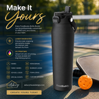 Black FrostBuddy Bottle Buddy 32 oz personalized bottle cooler, side view