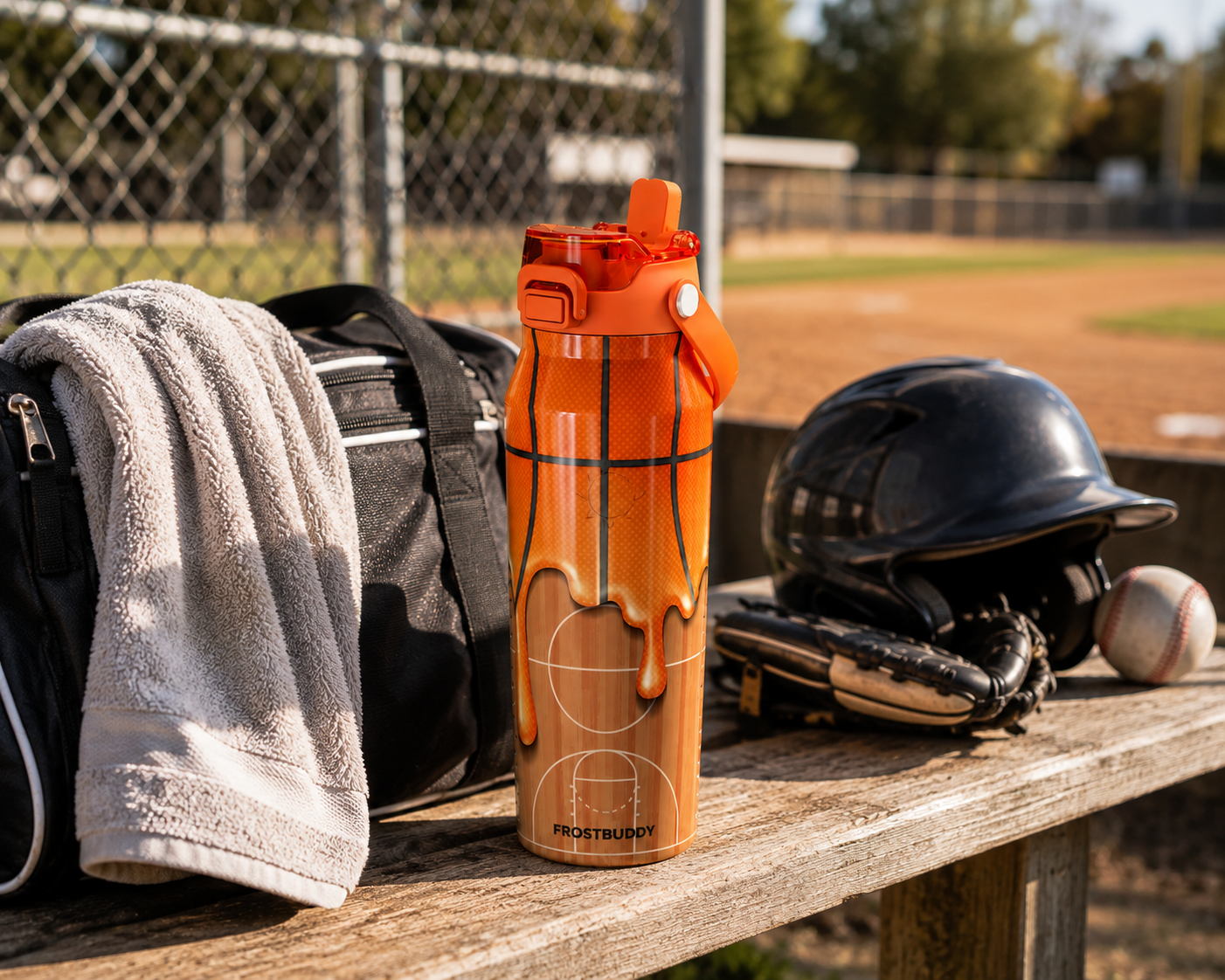 FrostBuddy Bottle Buddy - Basketball Drip — personalization example