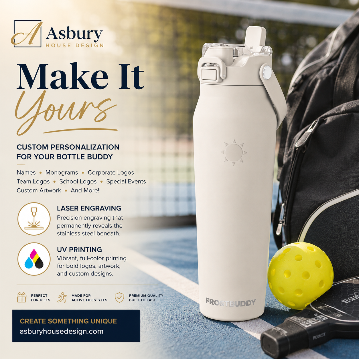 FrostBuddy Bottle Buddy - Cream — personalization example