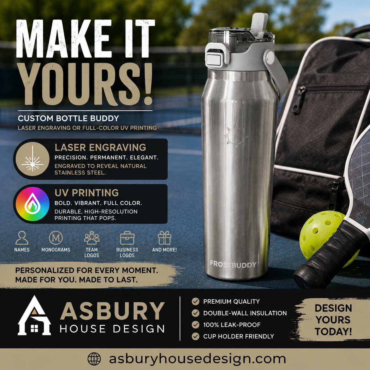 FrostBuddy Bottle Buddy - Moonstone — personalization example