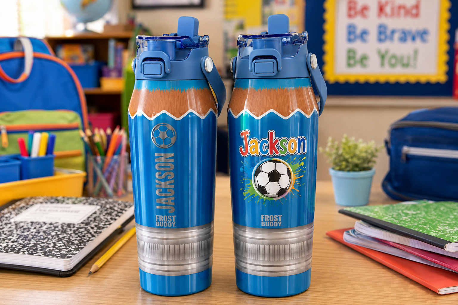FrostBuddy Bottle Buddy 24 oz - Blue Pencil — personalization example