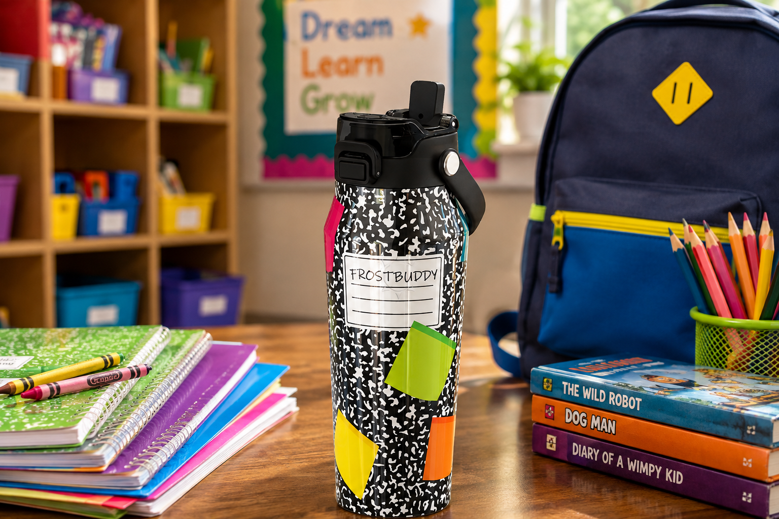 FrostBuddy Bottle Buddy 24 oz - Composition Notebook — product view