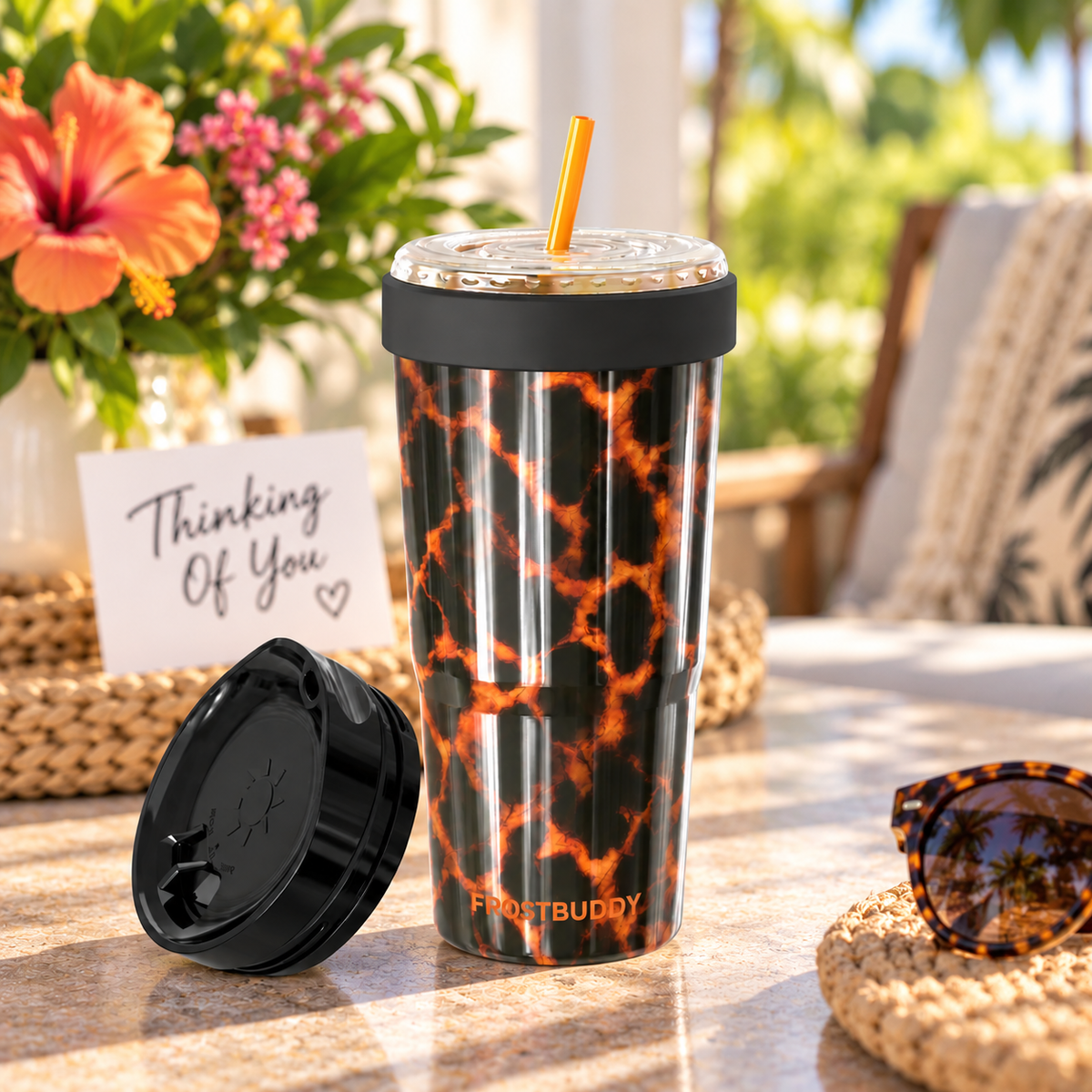Amber Tortoise FrostBuddy ToGo Buddy 30 oz personalized tumbler, detail view