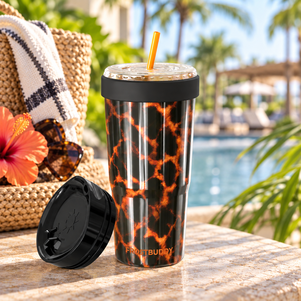 Amber Tortoise FrostBuddy ToGo Buddy 30 oz personalized tumbler, alternate angle