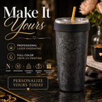 Black Lace FrostBuddy ToGo Buddy 30 oz personalized tumbler, side view