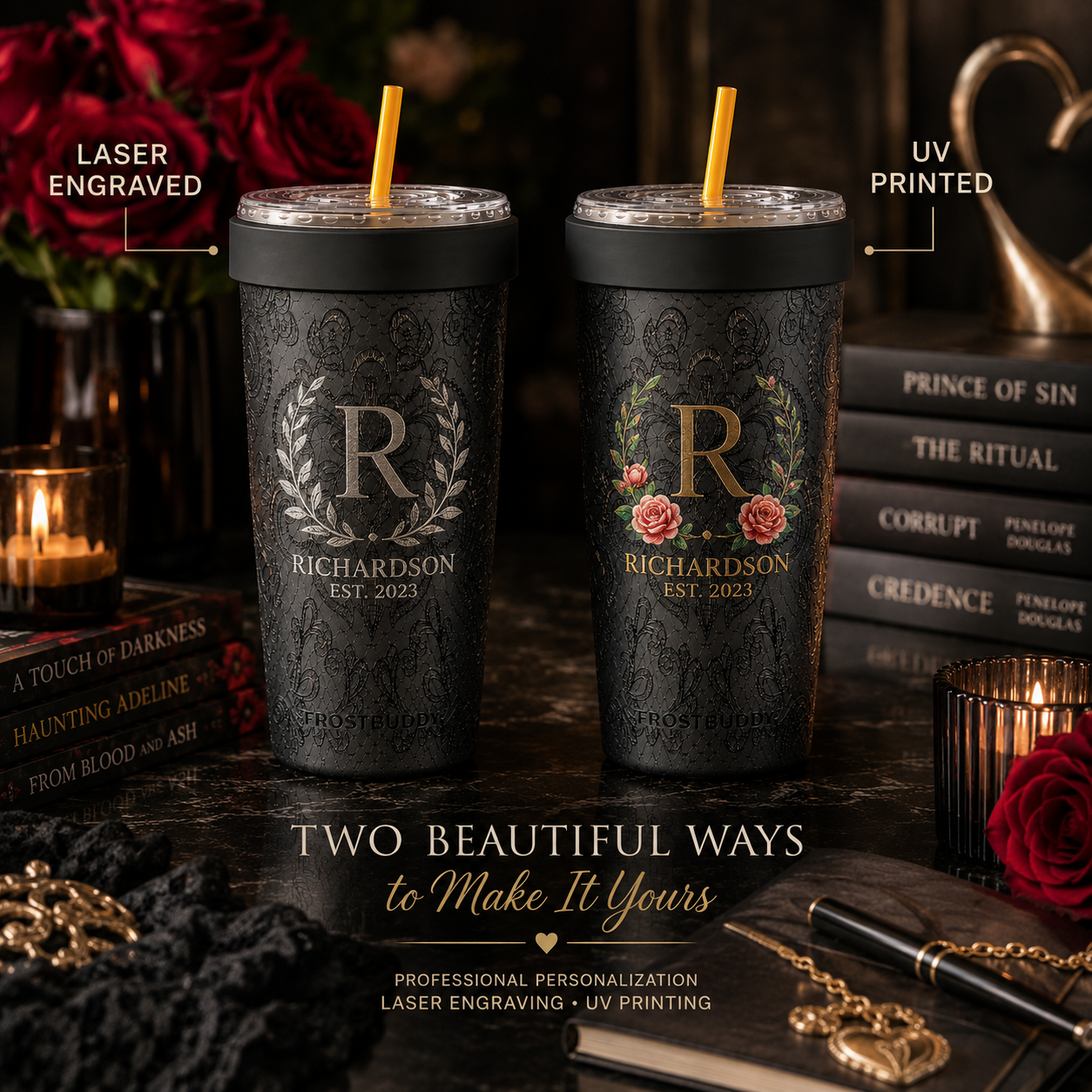 FrostBuddy ToGo Buddy 30 oz - Black Lace — personalization example