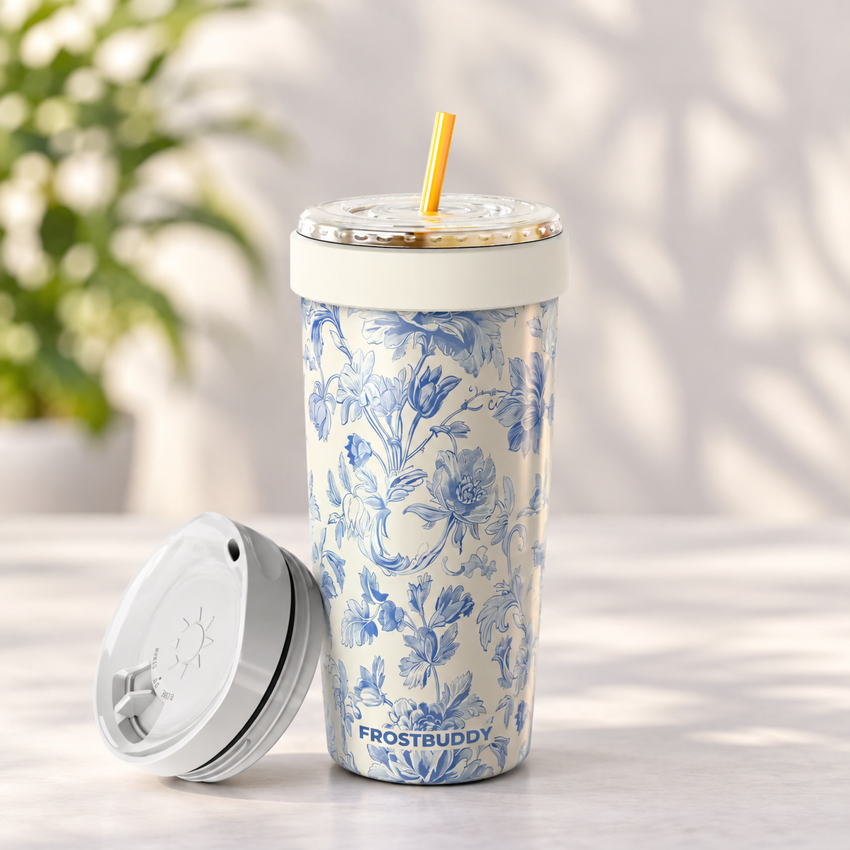 FrostBuddy ToGo Buddy 30 oz - Blue Floral — without added personalization
