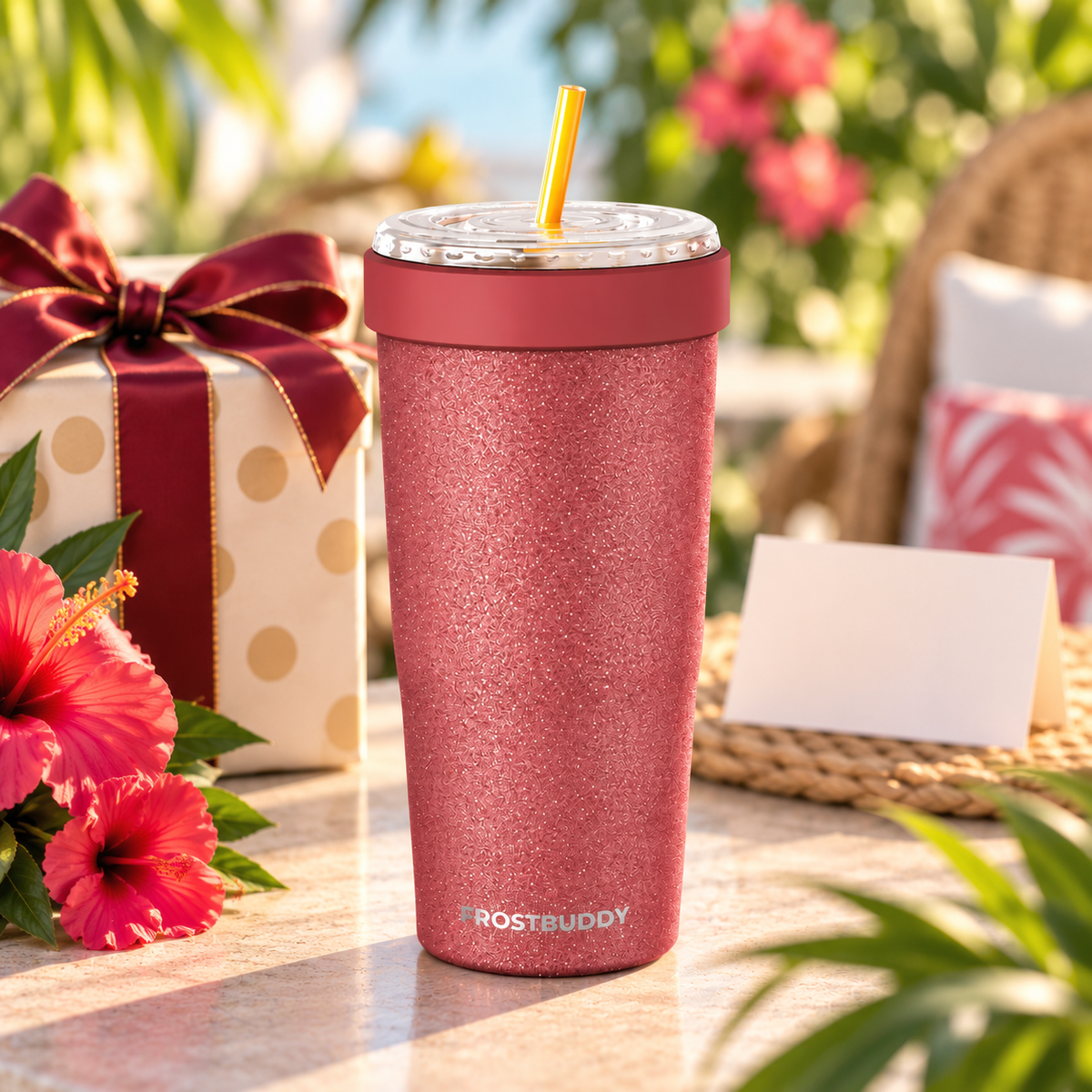 FrostBuddy ToGo Buddy 30 oz - Burgundy Glitz