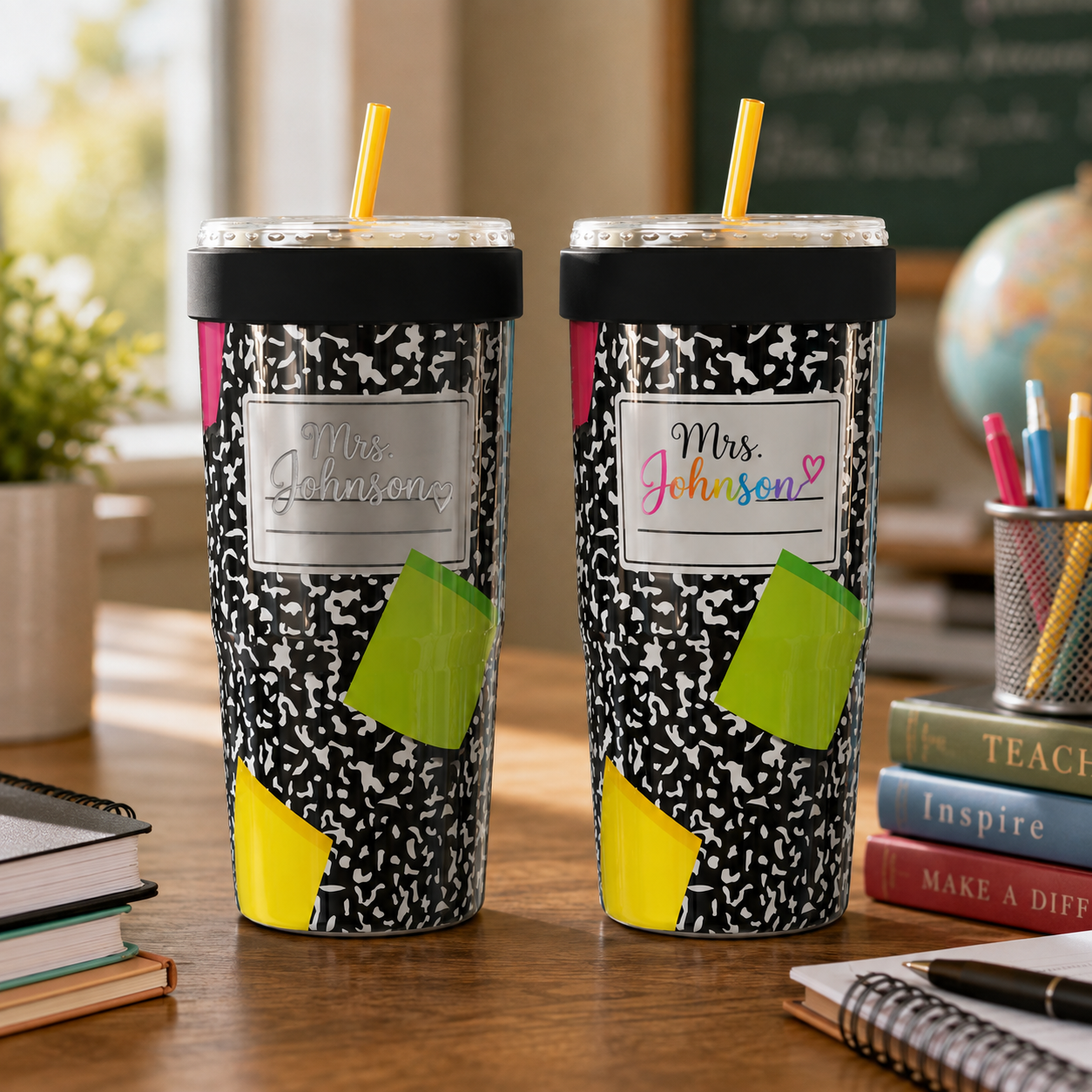 FrostBuddy ToGo Buddy 30 oz - Composition Notebook — personalization example