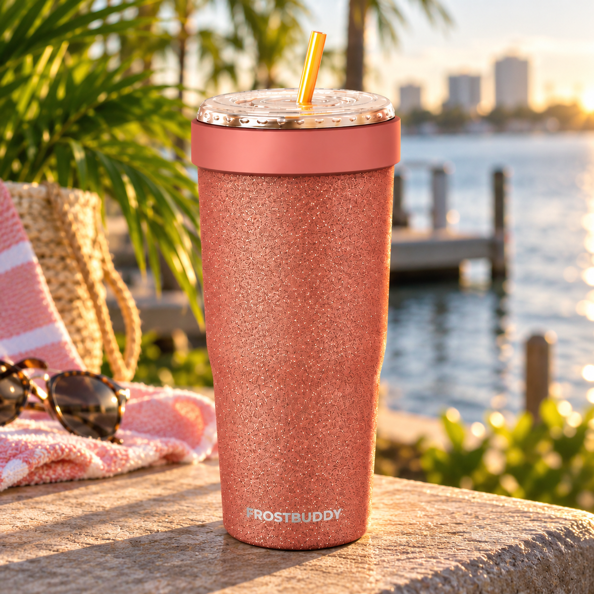 Copper Glitz FrostBuddy ToGo Buddy 30 oz personalized tumbler, alternate angle