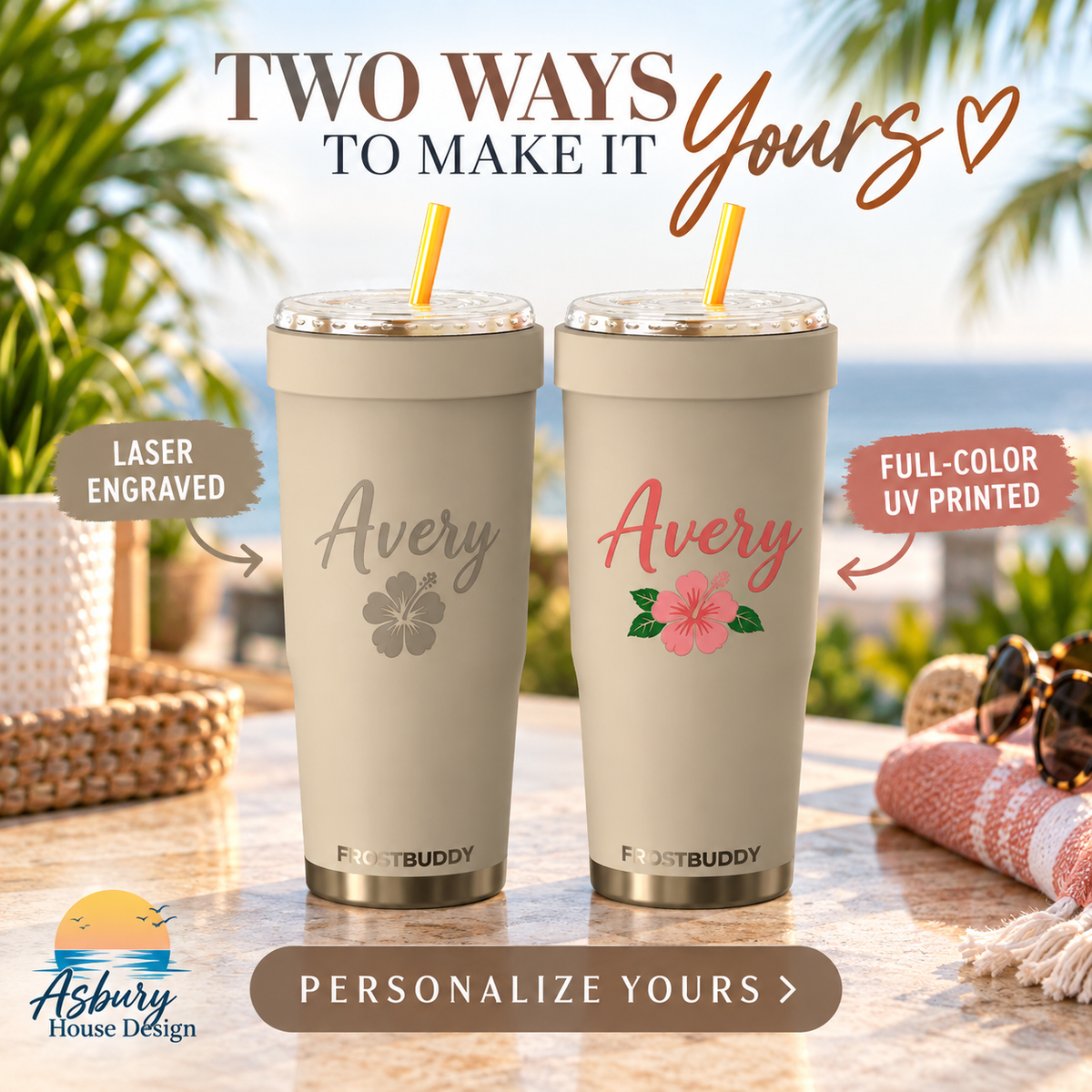 Milk Chocolate FrostBuddy ToGo Buddy 30 oz personalized tumbler, side view