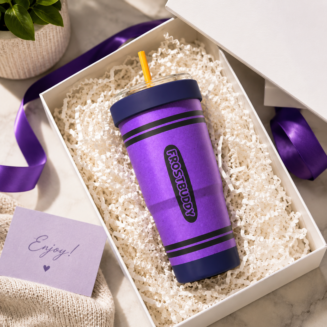 FrostBuddy ToGo Buddy 30 oz - Purple Crayon — personalized gift presentation